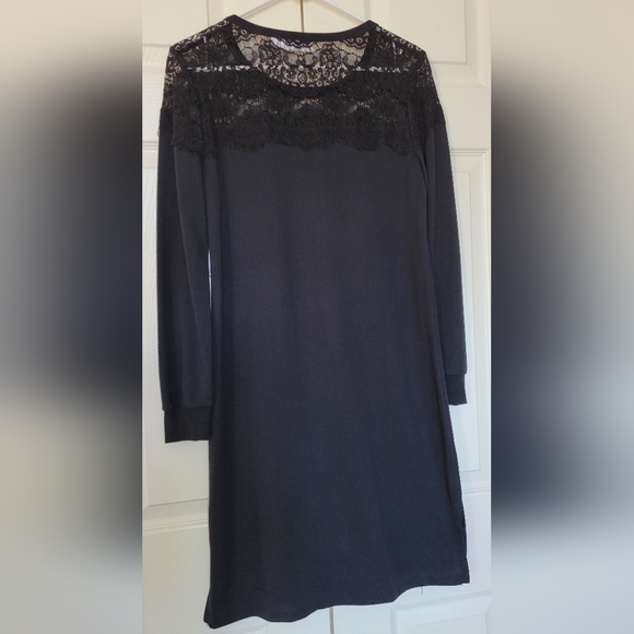 Black Lace Bodice Sweater Dress - Picture 2 of 12